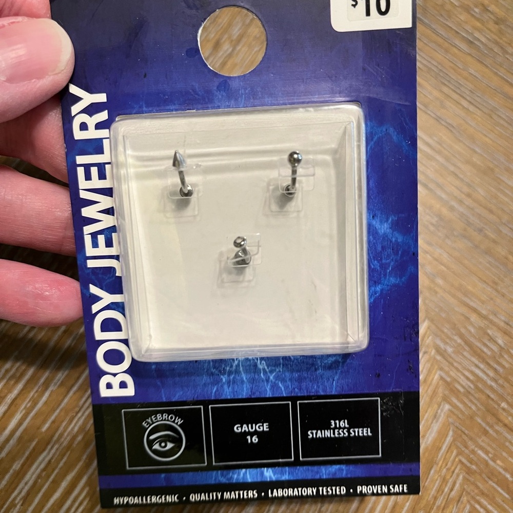 Eyebrow #16 Gauge Stainless Steel Trio Earring Set